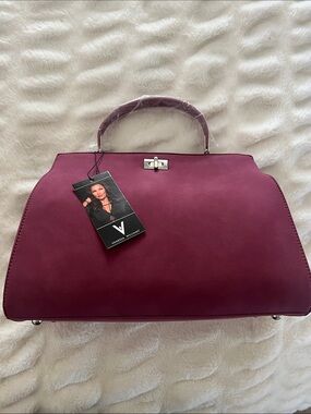 Vanessa Williams Plum Structured Top-Handle Tote